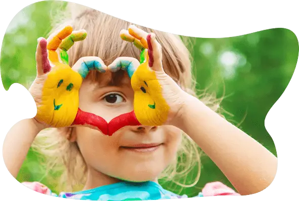 an autism girl doing painting